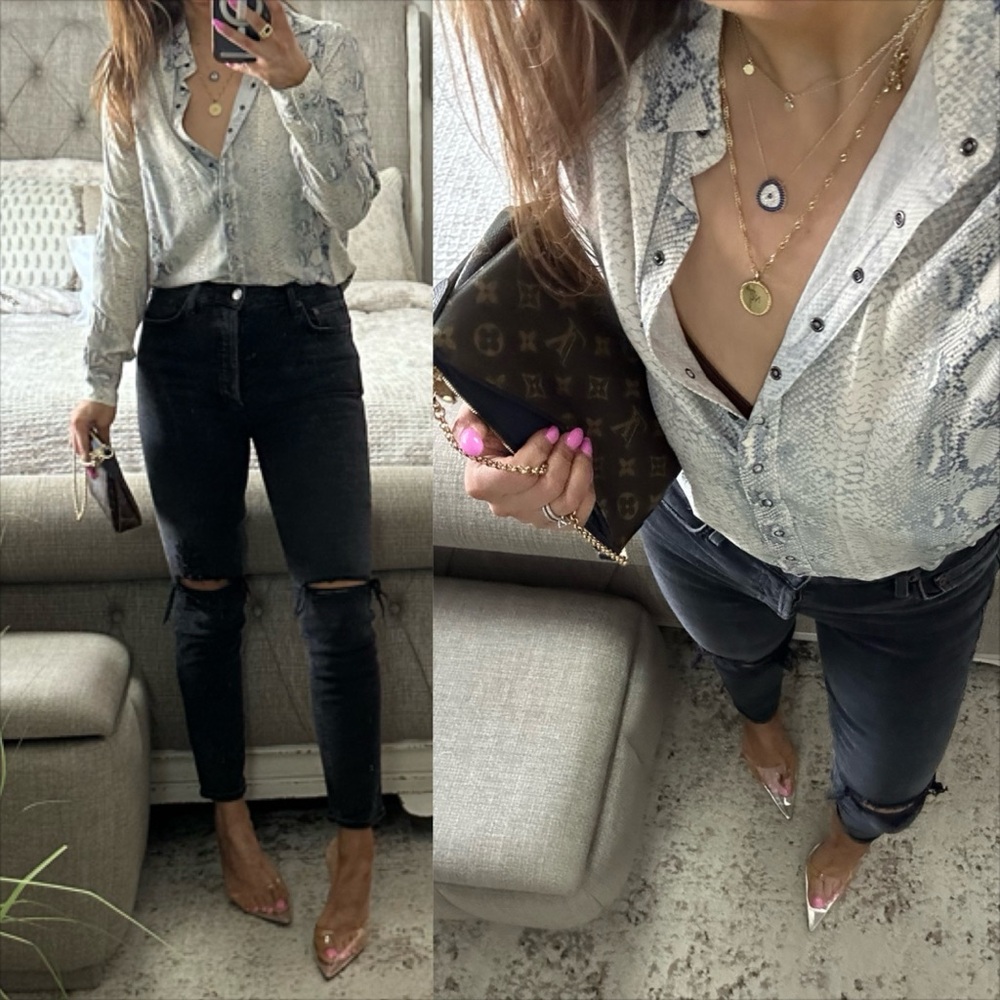 New🌟 Subtle Glam Snake Print Shirt